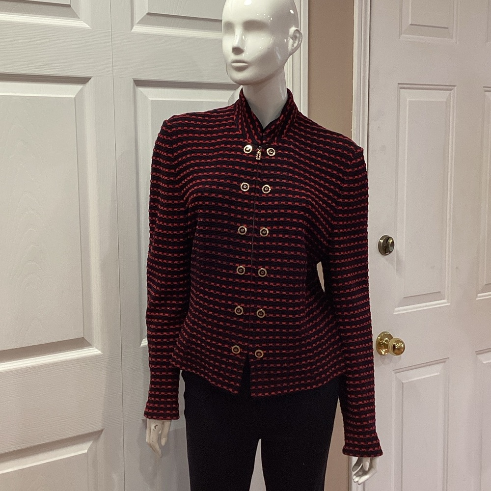 St. John Elegant Black and Red Women's Knit Jacket